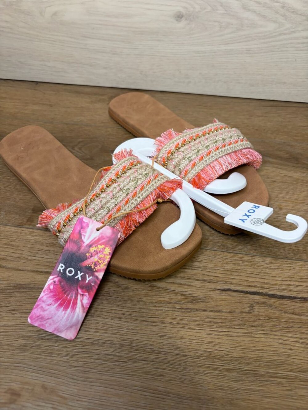 Roxy Women Positano Flat Woven Slide Sandals Open Pink Rose Size 10 NWT